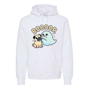 Funny Halloween Ghost Pug Boop Silly Puppy Dog Humor Premium Hoodie