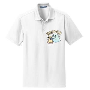 Funny Halloween Ghost Pug Boop Silly Puppy Dog Humor Dry Zone Grid Polo