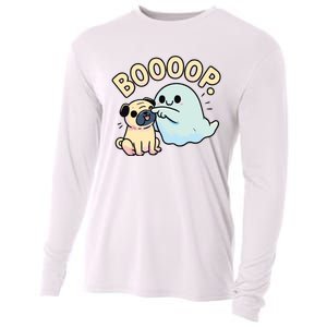 Funny Halloween Ghost Pug Boop Silly Puppy Dog Humor Cooling Performance Long Sleeve Crew