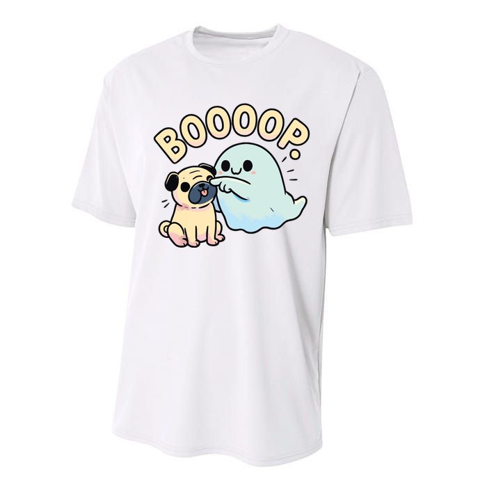 Funny Halloween Ghost Pug Boop Silly Puppy Dog Humor Performance Sprint T-Shirt