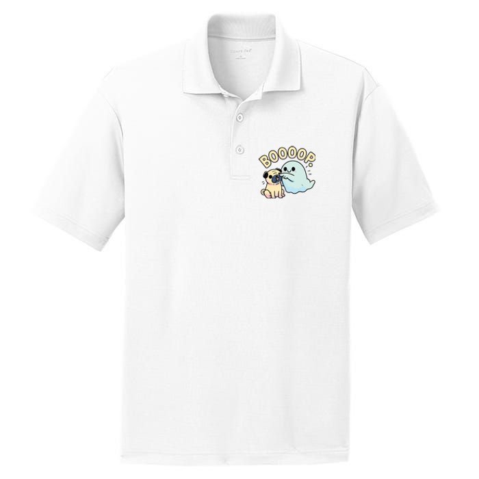 Funny Halloween Ghost Pug Boop Silly Puppy Dog Humor PosiCharge RacerMesh Polo