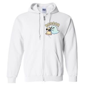 Funny Halloween Ghost Pug Boop Silly Puppy Dog Humor Full Zip Hoodie