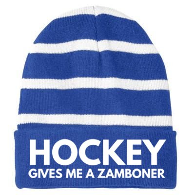 Funny Hockey Gives Me A Zamboner Gift Striped Beanie with Solid Band