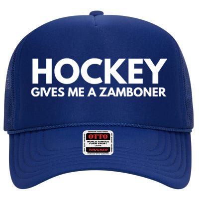 Funny Hockey Gives Me A Zamboner Gift High Crown Mesh Back Trucker Hat