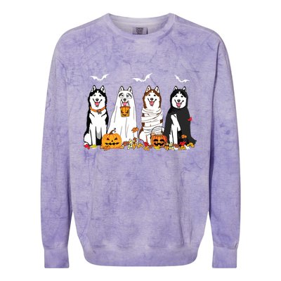 Funny Husky Ghost Dogs Halloween Husky Dog Mom Husky Lover Colorblast Crewneck Sweatshirt