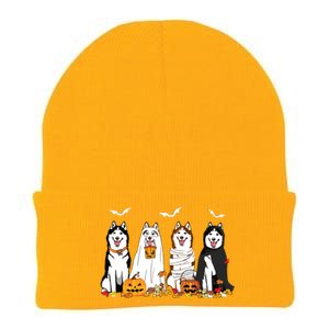 Funny Husky Ghost Dogs Halloween Husky Dog Mom Husky Lover Knit Cap Winter Beanie