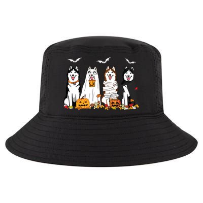 Funny Husky Ghost Dogs Halloween Husky Dog Mom Husky Lover Cool Comfort Performance Bucket Hat