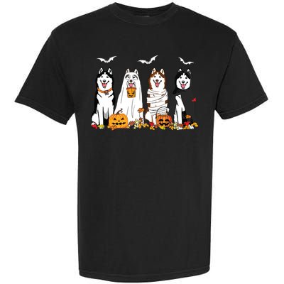 Funny Husky Ghost Dogs Halloween Husky Dog Mom Husky Lover Garment-Dyed Heavyweight T-Shirt