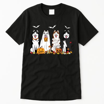 Funny Husky Ghost Dogs Halloween Husky Dog Mom Husky Lover Tall T-Shirt