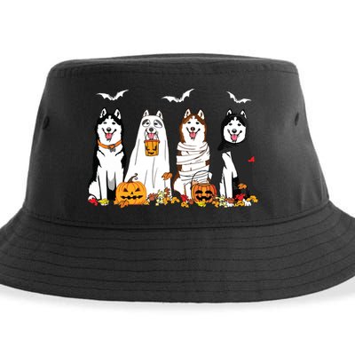Funny Husky Ghost Dogs Halloween Husky Dog Mom Husky Lover Sustainable Bucket Hat