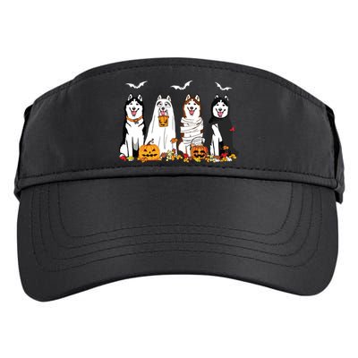Funny Husky Ghost Dogs Halloween Husky Dog Mom Husky Lover Adult Drive Performance Visor