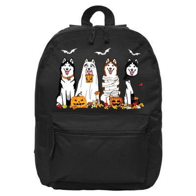 Funny Husky Ghost Dogs Halloween Husky Dog Mom Husky Lover 16 in Basic Backpack