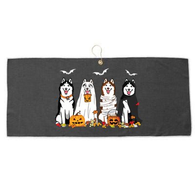 Funny Husky Ghost Dogs Halloween Husky Dog Mom Husky Lover Large Microfiber Waffle Golf Towel