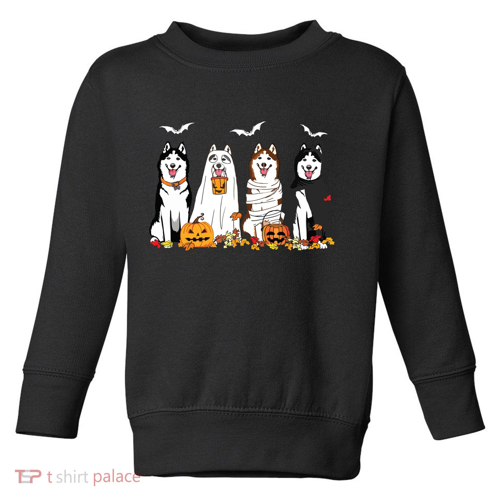 Funny Husky Ghost Dogs Halloween Husky Dog Mom Husky Lover Toddler Sweatshirt