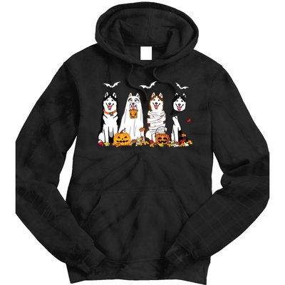 Funny Husky Ghost Dogs Halloween Husky Dog Mom Husky Lover Tie Dye Hoodie