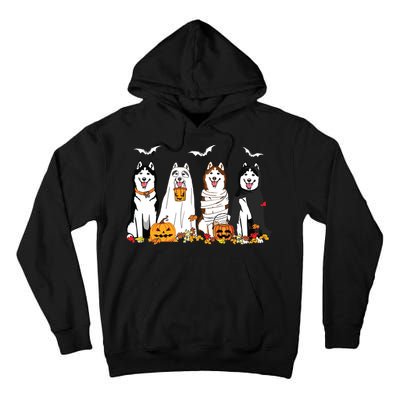 Funny Husky Ghost Dogs Halloween Husky Dog Mom Husky Lover Tall Hoodie