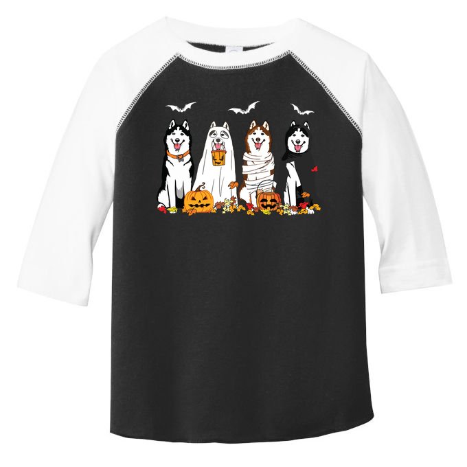 Funny Husky Ghost Dogs Halloween Husky Dog Mom Husky Lover Toddler Fine Jersey T-Shirt