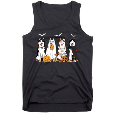 Funny Husky Ghost Dogs Halloween Husky Dog Mom Husky Lover Tank Top