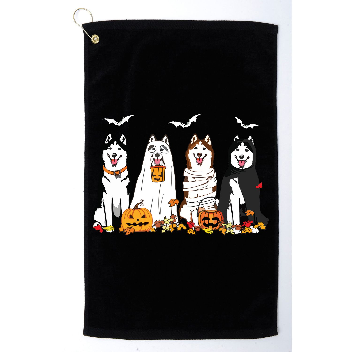 Funny Husky Ghost Dogs Halloween Husky Dog Mom Husky Lover Golf Towel