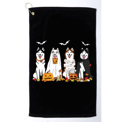 Funny Husky Ghost Dogs Halloween Husky Dog Mom Husky Lover Platinum Collection Golf Towel