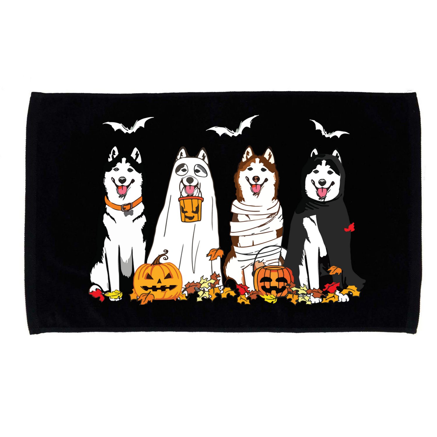 Funny Husky Ghost Dogs Halloween Husky Dog Mom Husky Lover Microfiber Hand Towel