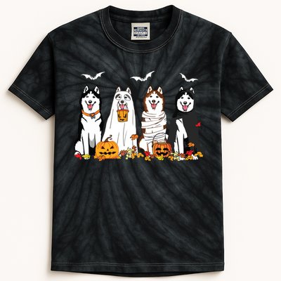 Funny Husky Ghost Dogs Halloween Husky Dog Mom Husky Lover Kids Tie-Dye T-Shirt