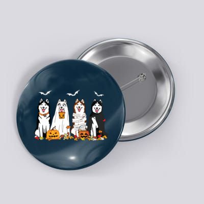 Funny Husky Ghost Dogs Halloween Husky Dog Mom Husky Lover Button