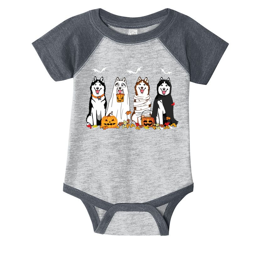 Funny Husky Ghost Dogs Halloween Husky Dog Mom Husky Lover Infant Baby Jersey Bodysuit