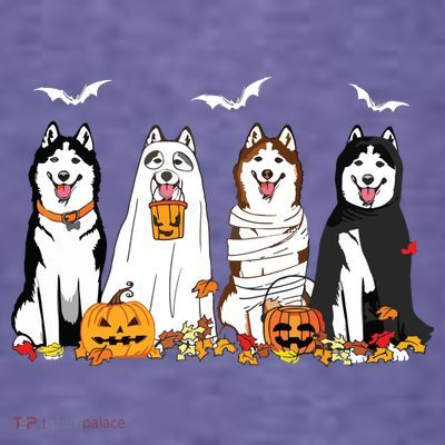 Funny Husky Ghost Dogs Halloween Husky Dog Mom Husky Lover T-Shirt