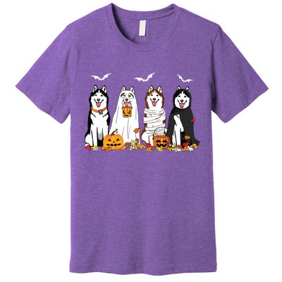 Funny Husky Ghost Dogs Halloween Husky Dog Mom Husky Lover Premium T-Shirt