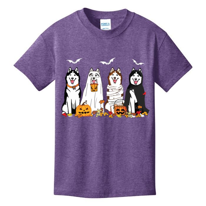 Funny Husky Ghost Dogs Halloween Husky Dog Mom Husky Lover Kids T-Shirt