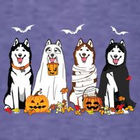 Funny Husky Ghost Dogs Halloween Husky Dog Mom Husky Lover Kids T-Shirt