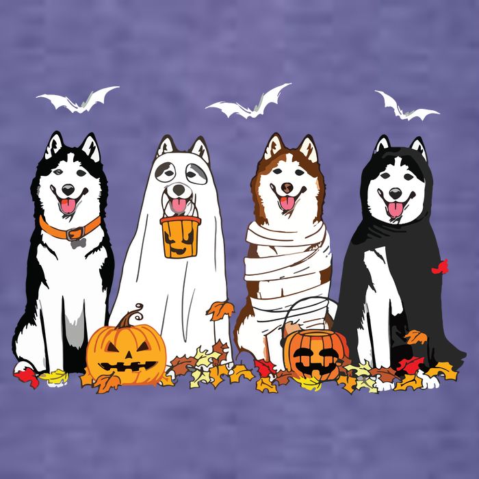 Funny Husky Ghost Dogs Halloween Husky Dog Mom Husky Lover Kids T-Shirt