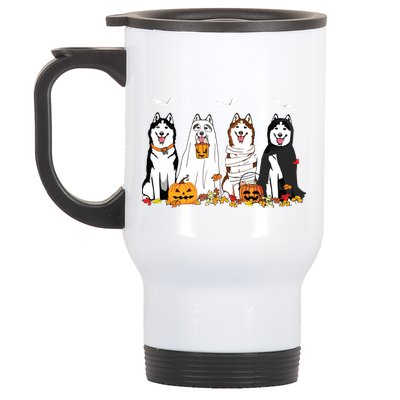 Funny Husky Ghost Dogs Halloween Husky Dog Mom Husky Lover Stainless Steel Travel Mug