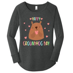 Funny Happy Groundhog Day 2024 Women's Perfect Tri Tunic Long Sleeve Shirt