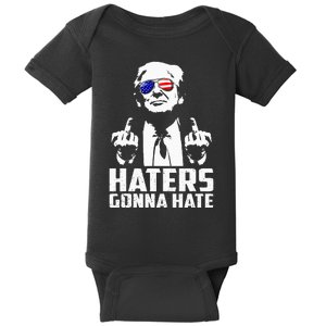 Funny Haters Gonna Hate President Donald Trump Middle Finger Baby Bodysuit