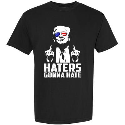 Funny Haters Gonna Hate President Donald Trump Middle Finger Garment-Dyed Heavyweight T-Shirt