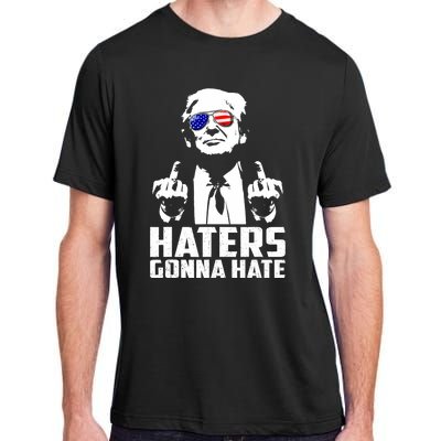 Funny Haters Gonna Hate President Donald Trump Middle Finger Adult ChromaSoft Performance T-Shirt