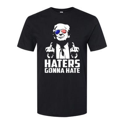 Funny Haters Gonna Hate President Donald Trump Middle Finger Softstyle CVC T-Shirt