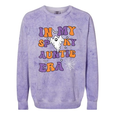 Funny Halloween Groovy In My Spooky Aunt Era Cute Ghost Gift Colorblast Crewneck Sweatshirt