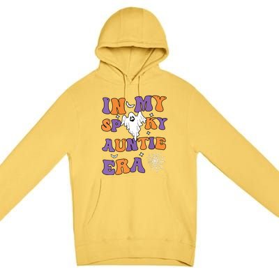 Funny Halloween Groovy In My Spooky Aunt Era Cute Ghost Gift Premium Pullover Hoodie