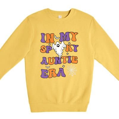 Funny Halloween Groovy In My Spooky Aunt Era Cute Ghost Gift Premium Crewneck Sweatshirt