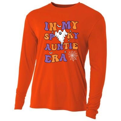 Funny Halloween Groovy In My Spooky Aunt Era Cute Ghost Gift Cooling Performance Long Sleeve Crew