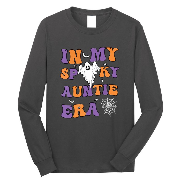 Funny Halloween Groovy In My Spooky Aunt Era Cute Ghost Gift Long Sleeve Shirt