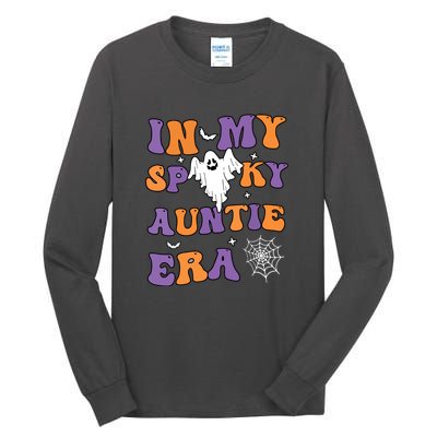 Funny Halloween Groovy In My Spooky Aunt Era Cute Ghost Gift Tall Long Sleeve T-Shirt