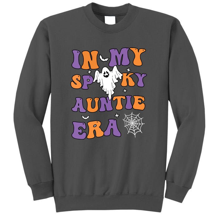 Funny Halloween Groovy In My Spooky Aunt Era Cute Ghost Gift Tall Sweatshirt