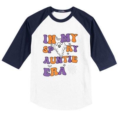 Funny Halloween Groovy In My Spooky Aunt Era Cute Ghost Gift Baseball Sleeve Shirt