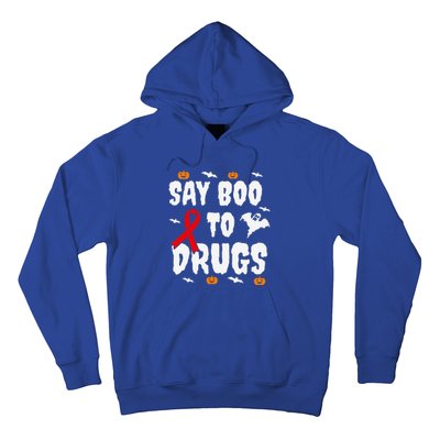 Funny Halloween Gift Say Boo To Drugs Awareness Red Ribbon Hoodie