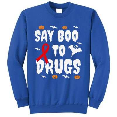 Funny Halloween Gift Say Boo To Drugs Awareness Red Ribbon Sweatshirt