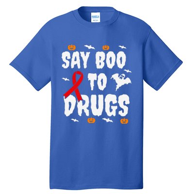 Funny Halloween Gift Say Boo To Drugs Awareness Red Ribbon Tall T-Shirt